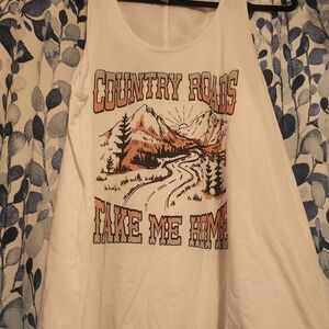 Country Roads Take Me Home White Graphic Tank Top Size 2XL